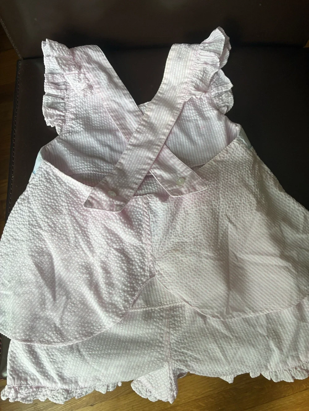 BABY VELANI (SZ 4T) PINK Seersucker SMOCKED SET with Sailboats